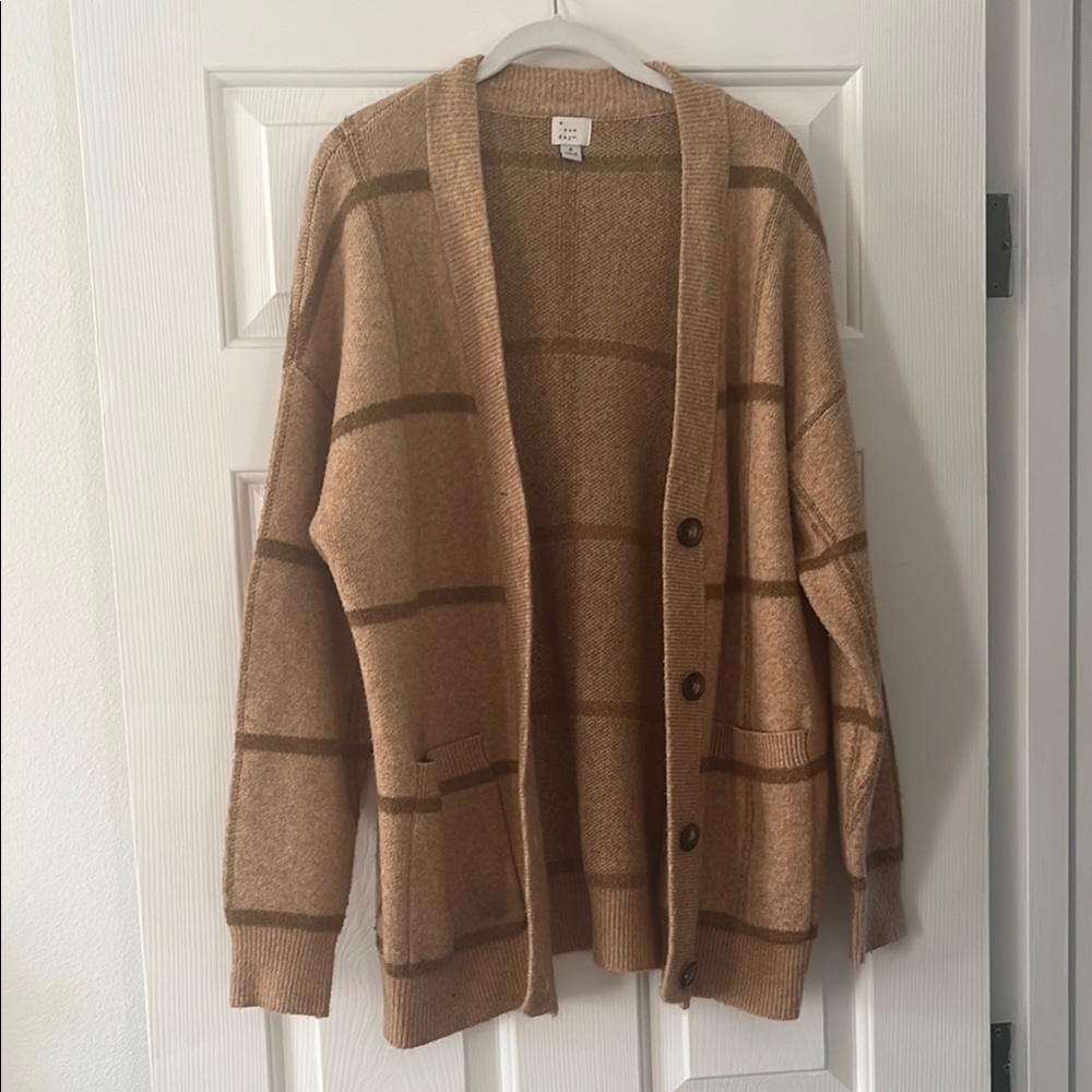 A New Day Target - Camel Windowpane Cardigan Sweater